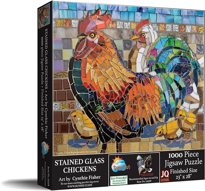 "Stained Glass Chickens" by SunsOut jigsaw puzzle